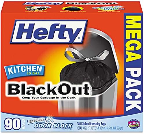 Hefty Strong Tall Kitchen Drawstring Trash Bags White 13 Gal 0.9 Mil 90/Box