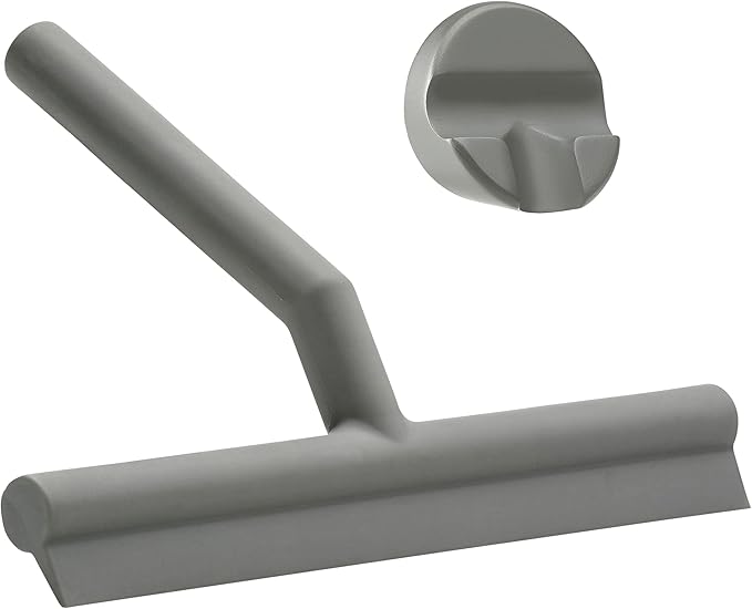 Zone Denmark Effortless Elegance Glass Wiper with Magnetic Holder for Stylish and Convenient Bathroom Maintenance Grey Marl 6.7x 8.3inches