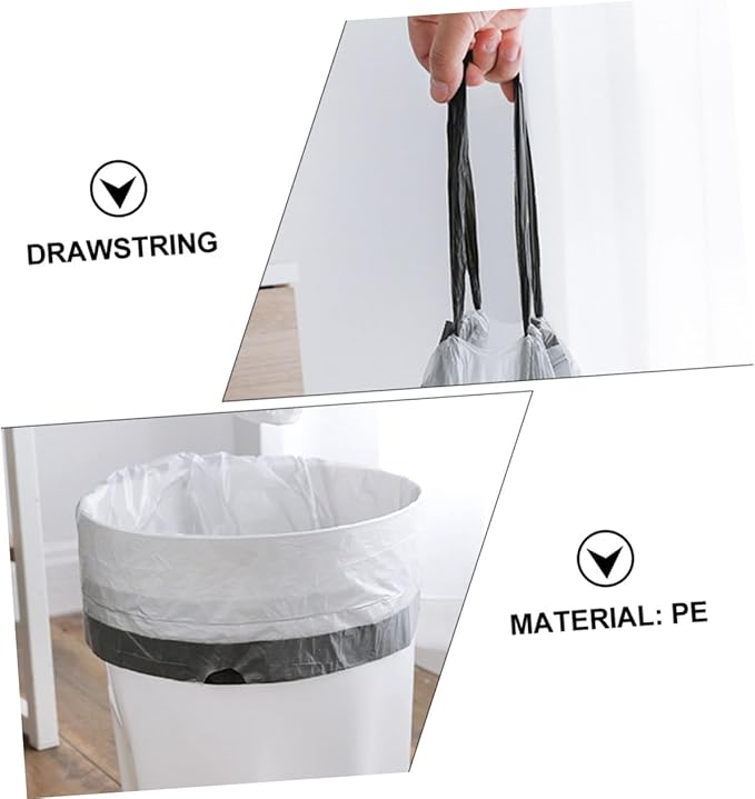 Ciieeo Drawstring Trash Bags Disposable Garbage Bags 90pcs with Handles for Kitchen and Household Waste Management Random Color