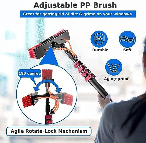 Telescopic Glass Cleaning BrushWater Fed Pole Kit 3.6M 5. 6M 7.2M 9M 11M Outdoor Window Cleaning Pole Water Fed Telescopic Brush with Hose Spray Solar Panel Cleaning Sys