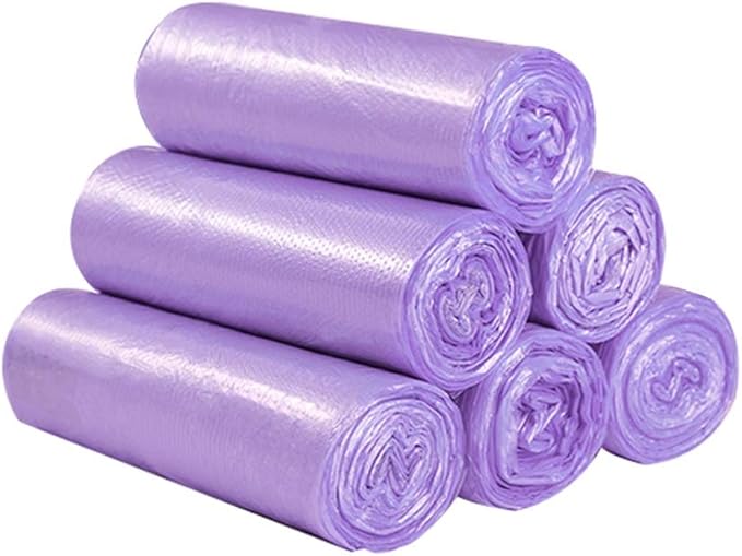 WFF trash bags Garbage Bags Household Wholesale Disposable 5 Rolls Random Color Portable Vest Thickened Kitchen Color Trash Can Lining (Color : Purple)