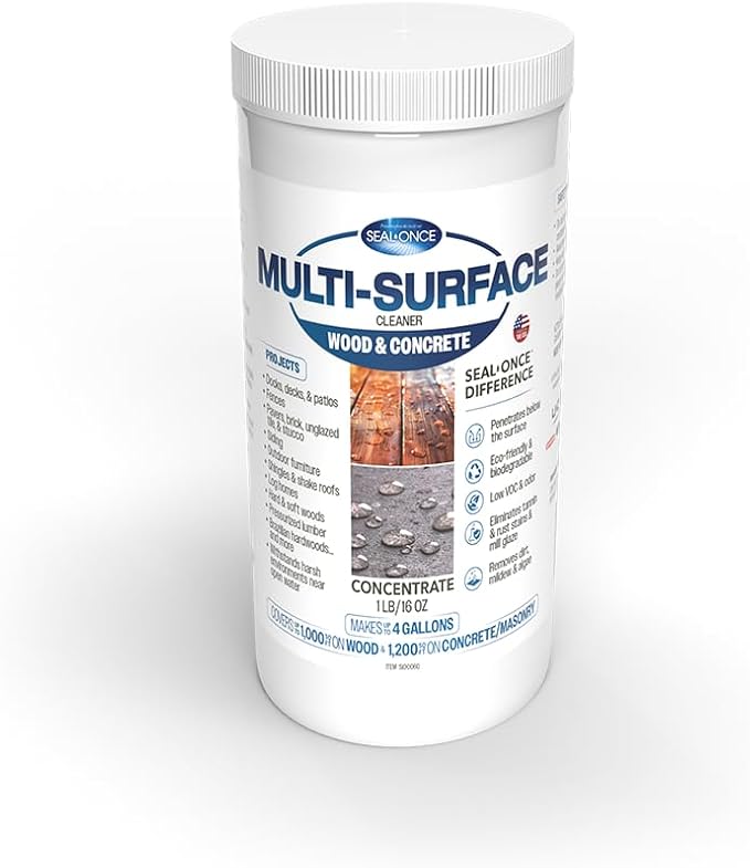 Seal-Once Premium Multi-Surface Cleaner Concentrate Cleans &amp Enhances a Wide Range of Applications from Wood Concrete Outdoor Fabrics Docks and Piers (1 lb.)
