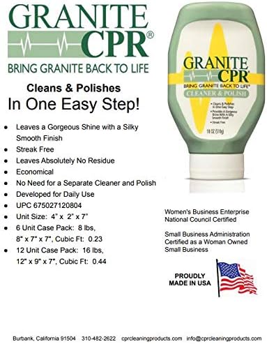 Granite CPR (Value 2-Pack of 18oz Bottles) – 2-in-1 Cleaner &amp Polish is Gentle Enough for Daily Use &amp Tough Enough to Restore Granite Marble &amp Stone to Its Original Luster