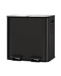 GarveeHome 2 x 4 gal Stainless Steel Double Trash Can with Lid for Kitchen Large Dual Trash and Recycle Bin Combo Step-on Kitchen Metal Garbage Cans PP Inner Buckets Liner Rim Black