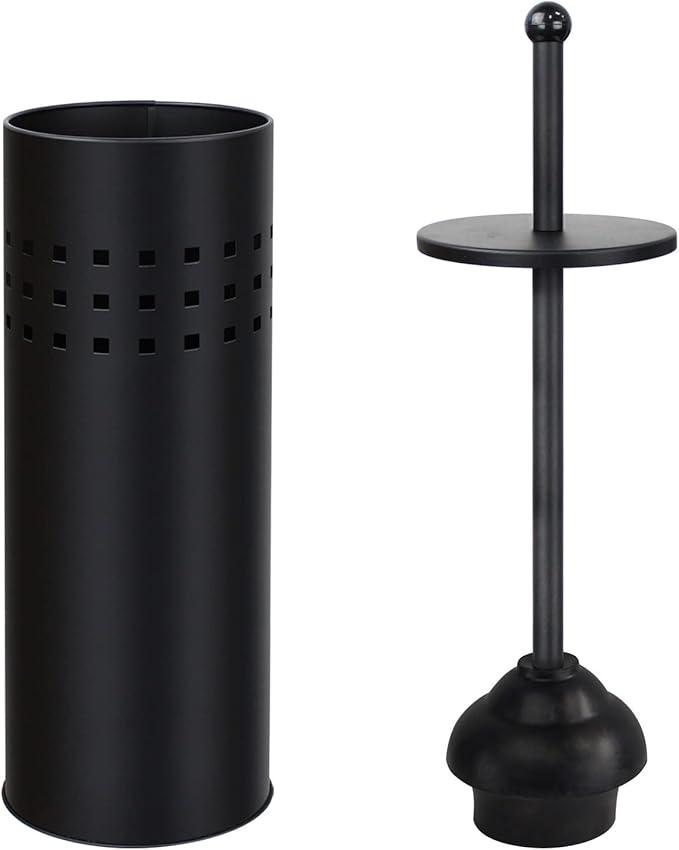 Blue Donuts Toilet Plunger with Holder for Bathroom Multi Drain Suitable Also for Bathtubs Quick Dry Black
