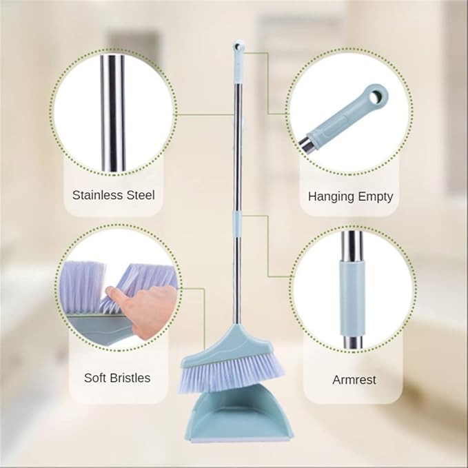 Broom and Dustpan Set Rubber Sweeping Dust Clean Folding for Floor Home Brush Products Household Sweeper Plastic