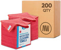 Microfiber Wholesale Bulk 16 x 16 All Purpose Towels Case Quantity (200 Count) | Large | No Fraying | High Density Microfiber | Zero Chemical Cleaner | Long-Lasting (Red)