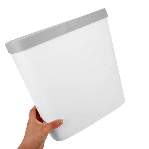 Plastic Garbage Can with Press-Type Lid Large Capacity Wastebasket for Kitchen Bathroom Living Bedroom Office Odor-Resistant Easy Press Open and Close White Trash Bin