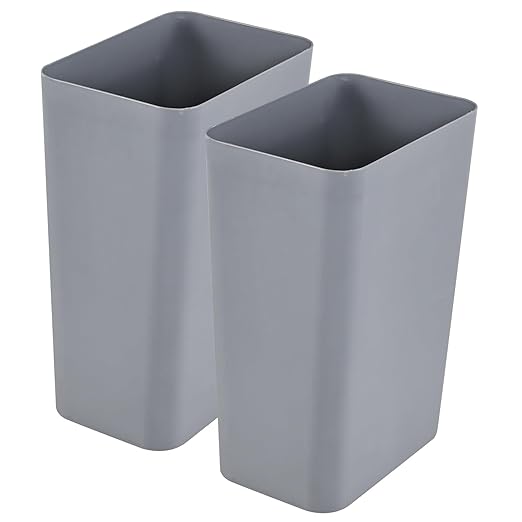 2-Pack Small Trash Can Plastic Bathroom Wastebasket 3 Gallon Slim Garbage Container Bin for Home Kitchen Bathroom Bedroom Office (Gray)