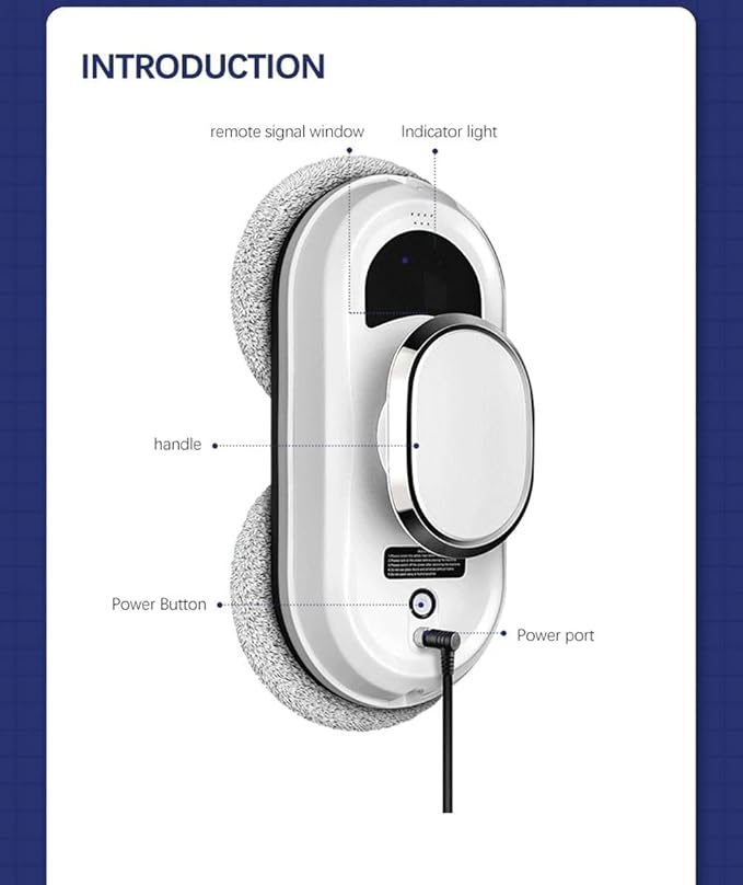 Window Cleaner Robot Smart Cleaning Robot with 2800Pa Strong Suction Glass Vacuum Robot with Remote Control for Indoor/Outdoor Windows Mirror