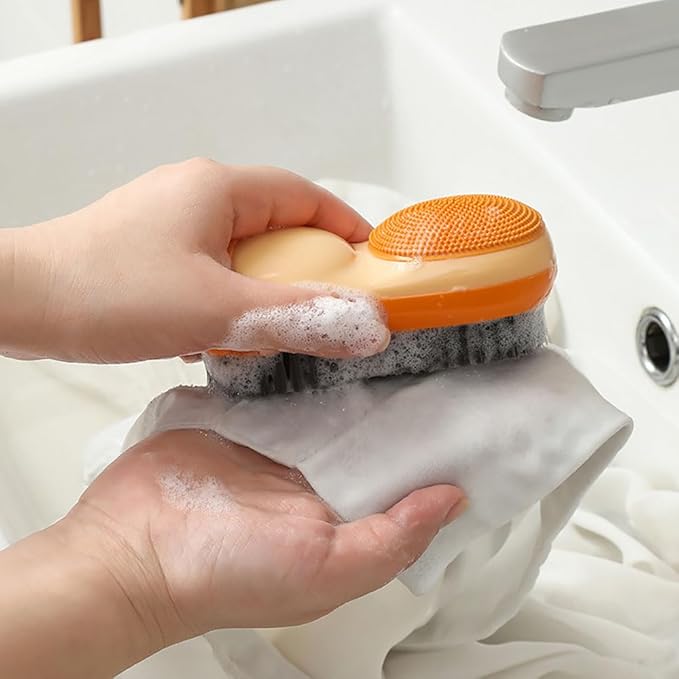 Silicone Household Clothes Washing BrushTwo-Sided Laundry Stain Remover Brush for Clothes Underwear 3 Pack