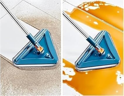 Wall Mop Cleaner Tool with Handles  Cleaning Tool for Floor Walls Ceilings and BaseboardsCeiling Cleaner Adjustable Triangle Cleaning Mop Extendable (Blue)
