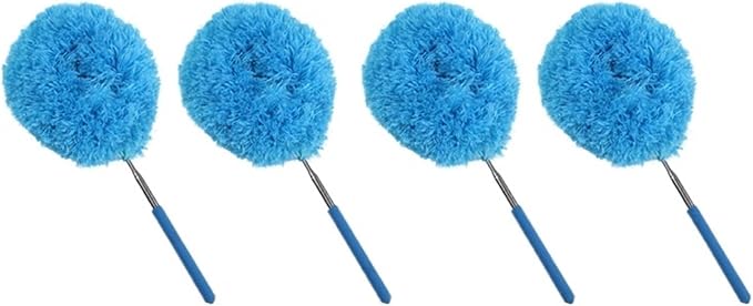 Reusable Microfibre Ceiling Fan Duster Dusting Dust Blade Cleaning Adjustable Length Household Tool(Blue-4PCS)