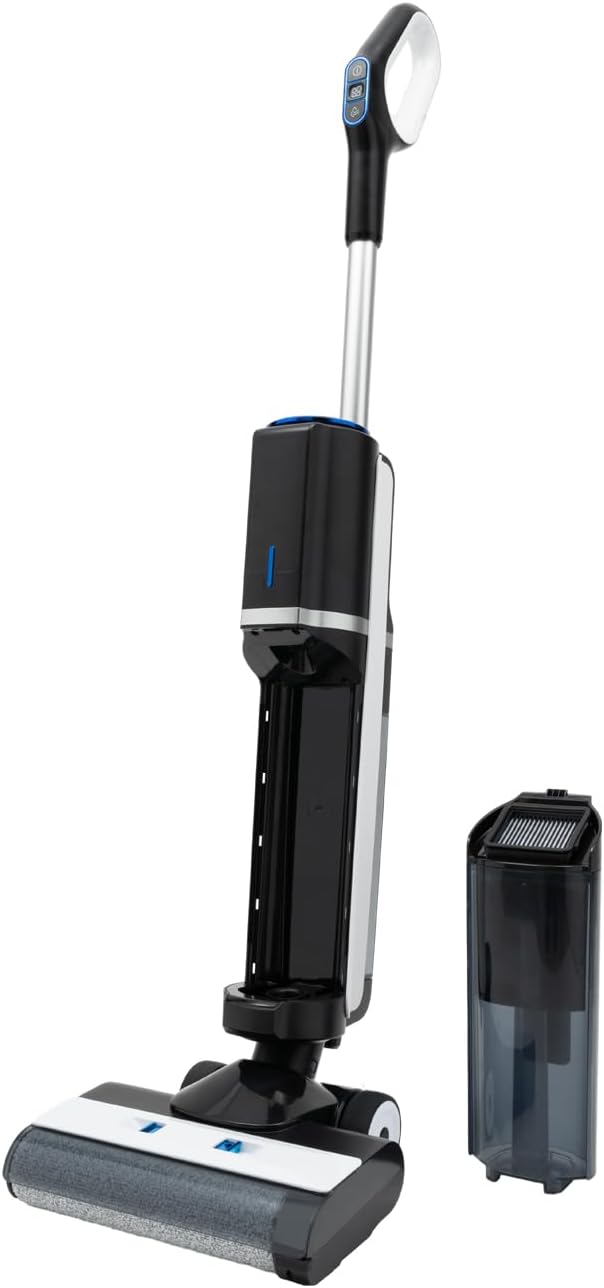 Wet Dry Vacuum Cleaner Cordless Floor Cleaner 200W 14000Pa Stick Vacuum and Mop with LCD Display &amp Voice Announcement One-Step Edge to Edge Cleaning for Home Office Hotel 100-240V