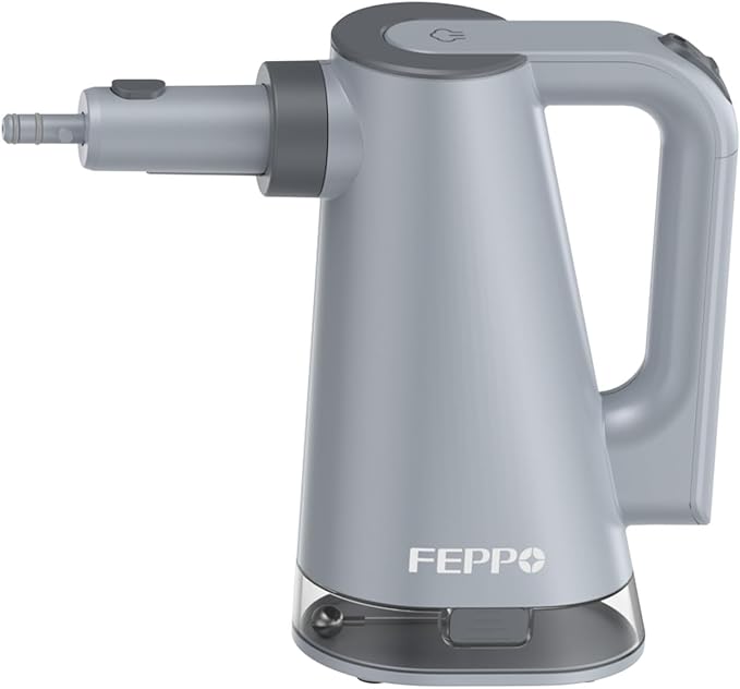 FEPPO Steam Mop Main Unit - Versatile Detachable Handheld Steamer for Deep Cleaning Floors Tiles Grout Kitchen &amp Bathroom(Gray)