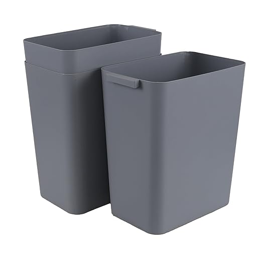 4.5 Gallon Rectangular Plastic Wastebasket Plastic Trash Wastebasket 3 Packs Gray