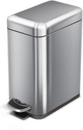 Home Zone Living 1.3 Gallon Small Bathroom Trash Can with Lid and Step Pedal Stainless Steel Wastebasket with Slim Design for Home and Office Silver 5 Liters