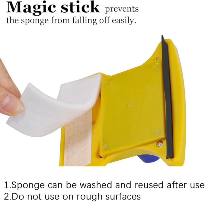 Magnetic Double-Sided Window Cleaner Magnetic Glass Cleaner with 2 Cleaning Cotton Outside Window Cleaner Tool for Glass Thickness 0.1-0.3