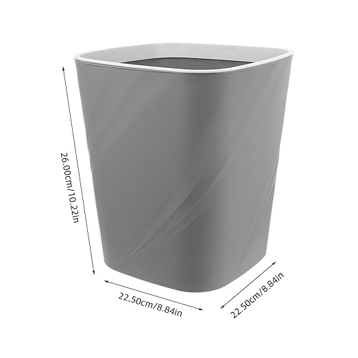 Small Trash Can with Press Ring Design Plastic Garbage Container Bin for Home Office Kitchen Bathroom Secure Bag Placement Easy to Clean Compact Grey Wastebasket for Living and