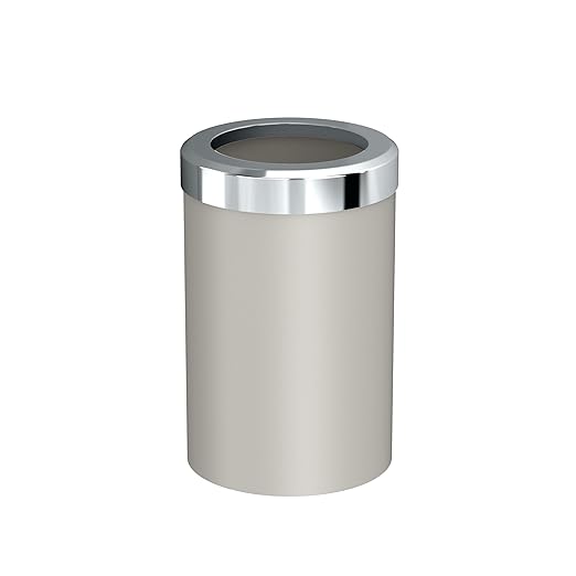 Gatco Small Bathroom Trash Can with Lid Round 3 Gallon Stainless Steel Wastebasket Under Sink Matte Pearl and Chrome for Bathroom Bedroom Office (1931C)