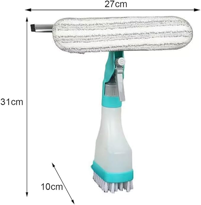 Glass Window Wiper Soap Cleaner Rubber Scraper Mirror Bathroom Wall Cleaning Brush with Sponge Brush Head BottleWhite 27 * 10 * 31cm