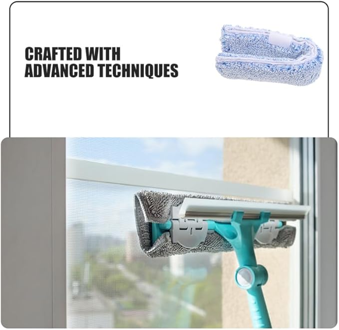 OUNONA Replacement Window Scrubber Pads 4-Pack Reusable Microfiber Cleaning Sleeves for Glass Windows Bathroom Mirrors and Tabletops 14.17X2.75X2.75 Inches