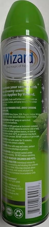 Wizard The Magic of Fresh | Odor Neutralizer &amp Air Freshener - 10 Oz. Fresh Apple (Pack of 6) (Packaging May Vary)