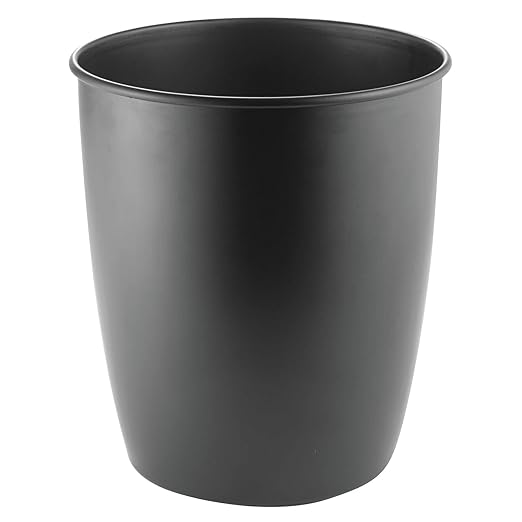 mDesign Small Steel Round Trash Can Bucket - 1.5 Gallon Wastebasket Garbage Container Bin for Bathroom Powder Room Bedroom Kitchen Home Office - Malloy Collection - Matte Black
