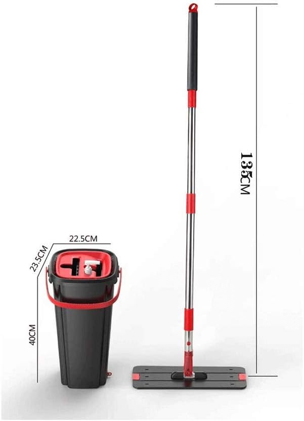 Flat Squeeze Mop and Bucket Set with Microfiber Pads for Kitchen Bathroom for Hardwood Floor Tile Dust