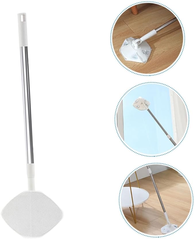 Handheld Dust Mop Set with Dry Cleaning Cloth Electrostatic Triangular Floor Sweeper for Hardwood Floors Rotatable Mop Head for Home Dust Removal