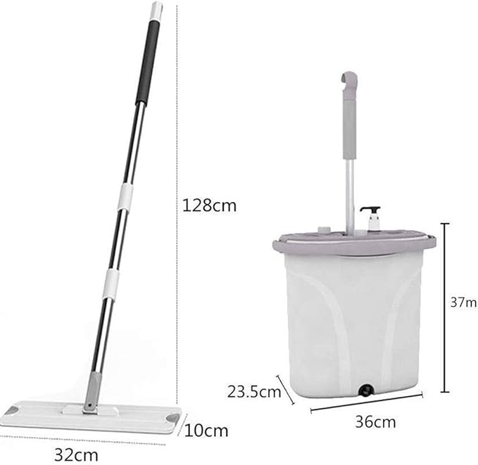 Mop Bucket with 2 Pads 360° Swivel Easy Self Cleaning Flat and Buckets Set Handwash Free Wet and Dry Use On Floor