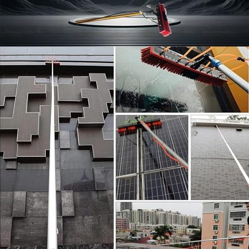 Glass Cleaning Brush Home Water Fed Telescopic Pole Kit Solar Panel Brush Rotating for Photovoltaic PanelWater Fed Pole Kit 15m/50FT Length Window Cleaning Poles with Extendable Telescopic