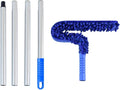 Microfiber Ceiling Fan Blade Cleaning Duster Kit Removable Flexible Cobweb High Dust Removal Dusters(Blue 4 Sections)