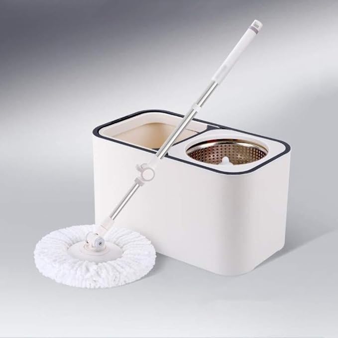 Microfiber Spin Mop with Bucket Rotating Mop Head &amp Washable Pads for Hardwood Tile and Laminate Floor Cleaning Lightweight and Durable