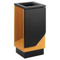 13 Gallon Commercial Outdoor Trash Can - Square Decorative Waste Bin with Steel &amp Wood Composite Design Hinged Lid Open Top Garbage Can for Retail Stores Hotel Lobbies Airports