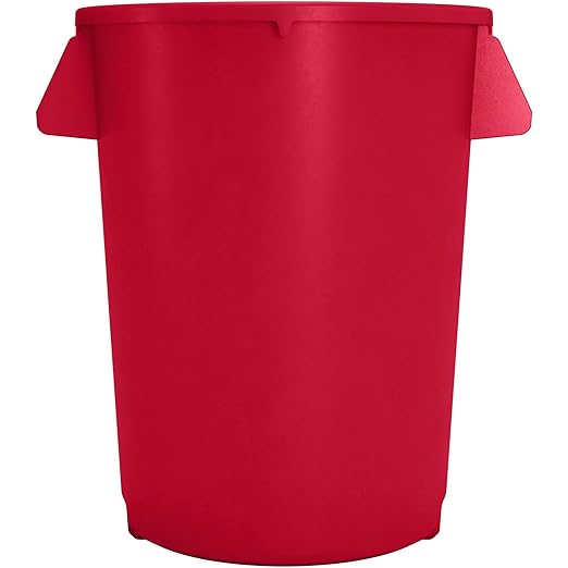 SPARTA Bronco 32 Gallon Trash Can Thick Polyethylene Bin NSF Certified Waste Container with Top Handles Bottom Handholds Reinforced Base and Stackable LLDPE 32 Gallon Red (Pack of 4)