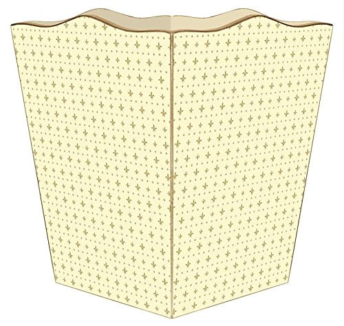 Marye-Kelley WB650-Creme &amp Gold Fleur de Lis Wastepaper Basket