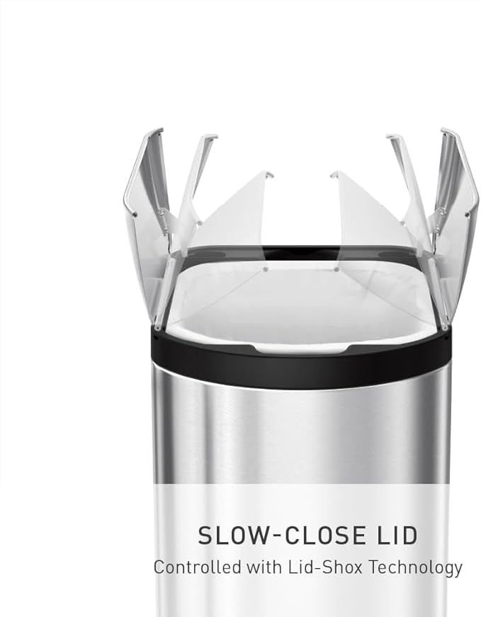 simplehuman 30 Liter / 8 Gallon Butterfly Lid Kitchen Step Trash Can Brushed Stainless Steel