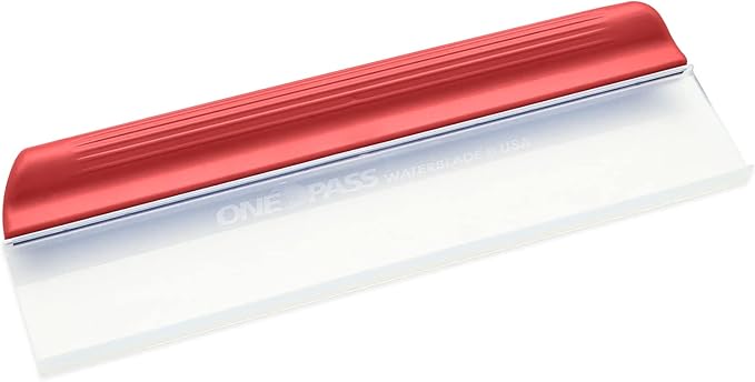 One Pass Classic 12 Waterblade Silicone T-Bar Squeegee Red - Made in USA (Red)