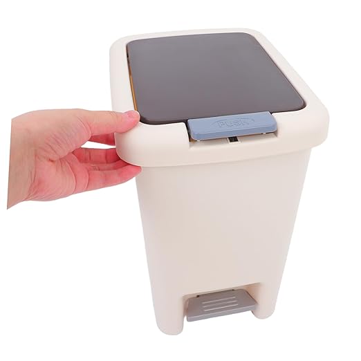 Garneck Foot Pedal Trash Can with Lid Covered Wastebasket for Bathroom Kitchen Office Handsfree Easy to