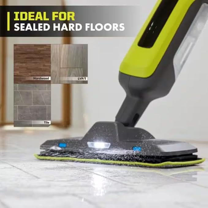 FVSM02K Fits For RYOBI USB Lithium Cordless Agitating Spray Mop Kit with 2.0 Ah Battery Charging Cable (2) Microfiber Cloth Pads and Formula