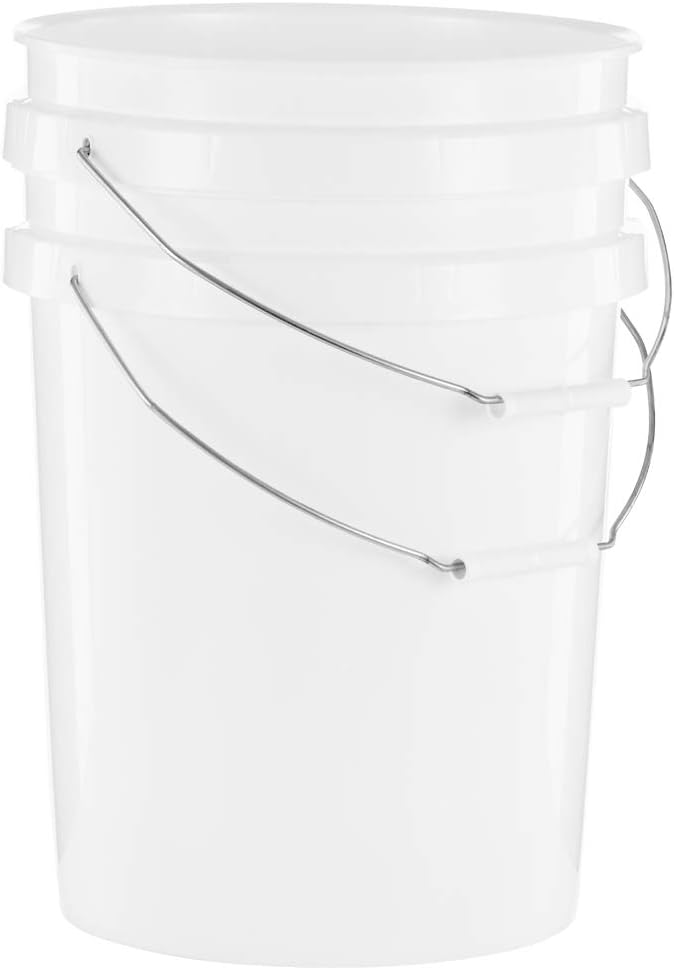 United Solutions 5 Gallon Bucket - 3 Pack White Heavy Duty BPA-Free Plastic Bucket Comfortable Handle Easy to Clean Perfect for on The Job Home Improvement or Household Cleaning