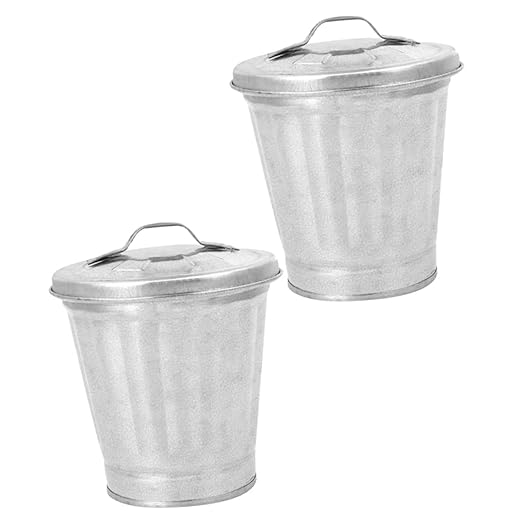 4pcs Galvanized Planter Trash Can Lid Small Wastebasket Lid for Indoor Plants Storage Container