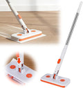 Convenient Cloth Changing Mini Mop No-Touch Dirty Cleaning Flat Dust Mop Rotating Automatic Cloth Changing Mop for House Wall Bathroom Toilet Corners Door Window (White-1pcs)