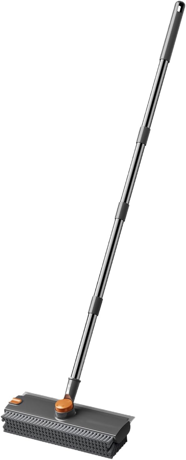 Floor Scrub Brush - Extendable Pole Washing Device Manual Home Scrubber | Bathroom Scrub Brush Multifunctional Bathroom Tile Grout Washer for Kitchen Shower Patio Garage Marble Laminate