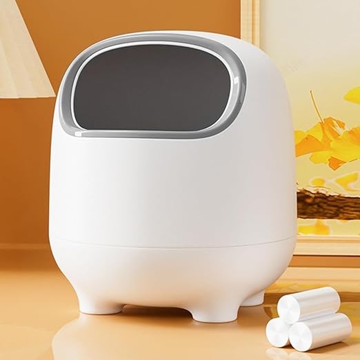 Creative Cartoon Desktop Trash Can Rubbish Bin Lid for Office Kitchen Bedroom Sturdy Wastebasket No Peculiar Smell Easy to Clean Space-Saving Design