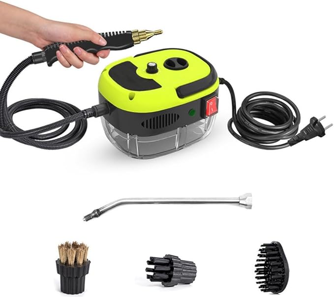 Steam Cleaner 2500w Handheld High-Temperature Pressurized Steam Cleaner Portable Steam Cleaner High Pressure Handheld Steam Cleaner for KitchenFurnitureCar(Green)
