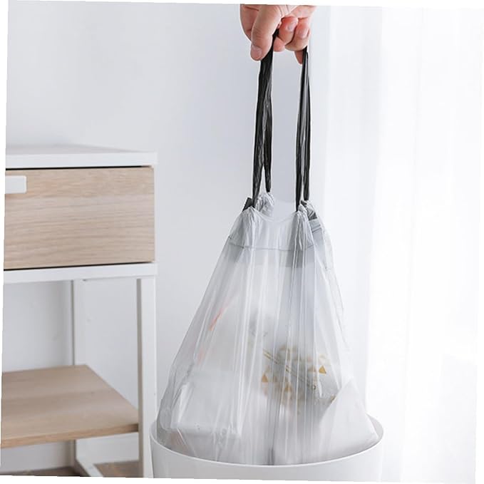 ERINGOGO Disposable Drawstring Garbage Bags 90pcs Portable Trash Bags with Handles for Kitchen and Outdoor Use Random Color Drawstring Closure