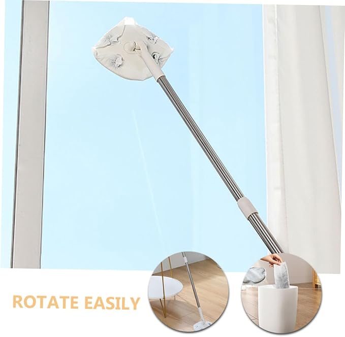 Dust Mop Floor Cleaner Set with Dry  Triangle Electrostatic Household Mop with Rotatable Head for Wall and Floor Dust Removal Reusable Cleaning Tool for Home Use
