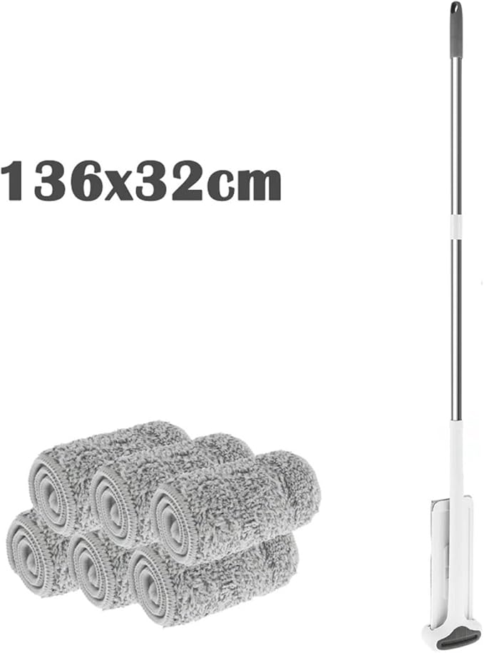 Compatible for Floor Mop 360° Rotatable Mops Microfiber Lazy Reusable Household Hardwood Cleaning Wet Dry Tools(32cm 6clths)
